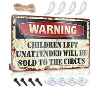 CakJuice Coda Poster Warning Children Left Unattended Will Be Sold To Circus Metal Sign Funny Posters Home Wall Decor (Size : 20X30CM)