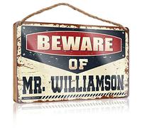 CakJuice Funny Kitchen Signs Beware of Mr. Williamson Wooden Sign Apartment Decor Door Signs for Home Funny (Size : 20X30CM)