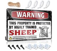 CakJuice Man Cave Accessories and Decor Warning This Property is Protected by A Highly Trained Sheep Tin Sign Unique Home Decor Kitchen Wall Art ( Size : 20X30CM )
