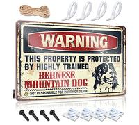 CakJuice Security Signage Warning This Property Is Protected By A Highly Trained Bernese Mountain Dog Metal Sign Room Accessories For Men Alarms Of Security House (Size : 20X30CM)