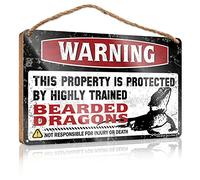 CakJuice Winter Signs for Home Decor Warning This Property is Protected by A Highly Trained Bearded Dragon2 Wooden Sign Summer Decor Hanging Decor Door (Size : 23X35CM)