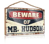 CakJuice Wood Sign Decor Beware of Mr. Hudson Wooden Sign Bar Signs for Home Decor Home Door Sign (Size : 15X28CM)