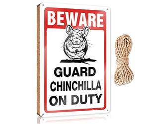 CakJuice Wooden Signcute Beware! Guard Chinchilla On Duty Wooden Sign Door Hanging Decoration Playroom Decor (Size : 15X28CM)