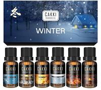 CAKKI Winter Essential Oils Set Of 6 x10mL,Premium Grade Fragrance Oils With Burning Wood, Falling Crystal, Campfire, Dancing Flame,Snowy Morning, Frozen Stream. For diffuser，Christmas Gift