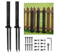 CAKKVDE 2 Pack Heavy Duty 80CM Fence Post Repair Stakes - Galvanised Steel Ground Spikes for Tilted/Broken Wooden Fence Posts - Includes Screws & Installation Tools