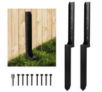 CAKKVDE 2 Pack Heavy Duty 88CM Fence Post Repair Stakes - Galvanised Steel Ground Spikes for Tilted/Broken Wooden Fence Posts - Includes Screws & Installation Tools