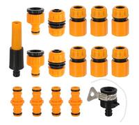 CAKKVDE Garden Hose Connector Kit - 16-Piece Set with Quick Connect Couplers, Water Stop Valves, Universal Faucet Adapter & Spray Nozzle for Leak-Proof Watering, Washing & Irrigation