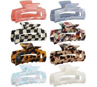 CAKKVDE Rectangular Medium Acrylic Cute Butterfly Thick Hair Claw Clips 8 Pack 8 cm x 4 cm/3.15 inch x 1.57 inch, Tortoise Shell Non-Slip Strong Grip Hold for Women and Girls