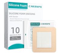 CAKRNPS Silicone Foam Dressing, 10 x 10 cm, Waterproof, 5 Layers with Adhesive Edge for Pressure Sores - Painless Removal.