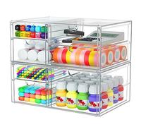 Caktraie 2 Pack Makeup Organizer Storage With 7 Drawers, Desktop Office Supplies, Desk Organizers, Clear Acrylic Plastic, Transparent