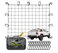 Cakubor Truck Bed Cargo Net, 3'x4' Stretches to 8'x10', Cargo Net for Pickup Truck Bed, 4"x4" Mesh Super Duty Bungee Cargo Net with 24 Pieces Universal Hooks