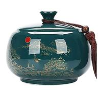 cakunmik Tea Caddy, Retro Ceramic Pot Chinese Style Tea Box Creative Personality Fashion Sealed Pot Moisture-Proof