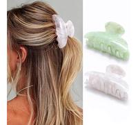 CAKURE Hair Clip Claws White Hair Claw Clamps Acrylic Hair Catch Barrettes Hair Accessories for Women and Girls (Pack of 2)