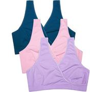 CAKYE 3 Pack Maternity Nursing Sleep Bra Breastfeeding Cotton Bralette, S-pink/Lavender/Atrovirens - Third Style, M