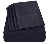 Cal King Size Bed Sheets - 6 Piece 1500 Supreme Collection Fine Brushed Microfiber Deep Pocket California King Sheet Set Bedding - 2 Extra Pillow Cases, Great Value, California King, Navy