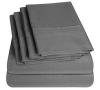 Cal King Size Bed Sheets - 6 Piece 1500 Supreme Collection Fine Brushed Microfiber Deep Pocket California King Sheet Set Bedding - 2 Extra Pillow Cases, Great Value, California King, Gray