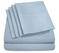 Cal King Size Bed Sheets - 6 Piece 1500 Supreme Collection Fine Brushed Microfiber Deep Pocket California King Sheet Set Bedding - 2 Extra Pillow Cases, Great Value, California King, Misty Blue