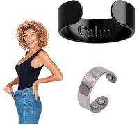 Cal-mi Ring Women Weight Loss, Cal-mi Smart Ring, Calming Ring Magnetic, for Anxiety Reduction, Balance Sleep (Black)