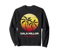 Cala Millor Mallorca Retro Palm Sunset Tropical Beach Sweatshirt