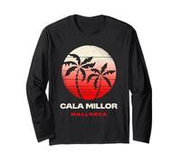 Cala Millor Mallorca Spain Palm Tree Beach Sunset Design Long Sleeve T-Shirt