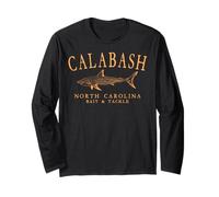 Calabash North Carolina Shark Retro Arched Orange Letters Long Sleeve T-Shirt