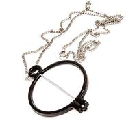 Calabria 2945R Folding Modern Eye Monocle Necklace Reading Magnifying Jewelry Pendant Chain Magnifier Glass Hanging Eyepiece, Black, Necklace Length: 31"