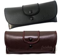Calabria Double Snap Belt Loop Eyeglass Case PU Leather Vintage Style Old School Eye Glasses Pouch Semi-Hard Sunglass Holder, Black/Brown Variety (2 Pack), 2 Count (Pack of 2)