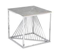 Calabria Grey Sintered Stone and Chrome End Table
