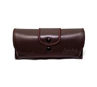 Calabria Snap Belt Loop Eyeglass Case Soft Interior | Old School Vintage Eye Glasses Case Hard Shell | 6” x 2.5” x 1” | Brown