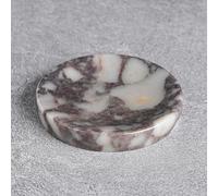 Calacatta Viola Marble Jewelry Dish 4”, Luxury Purple Veined Stone Trinket Tray for Rings Earrings Necklaces, Round Marble Soap Dish for Bathroom & Kitchen, Elegant Decorative Catchall for Home Décor