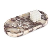 Calacatta Viola Marble Tray, Oval Natural Luxury Marble Home Kitchen Bathroom Vanity Table Tray, Stone Decorative Countertop Serving Trays for Coffee Perfume Jewelry Makeup Key 30 x 15 cm