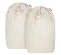 CALACH Canvas Laundry Bags with Handles & Square Base13.8"x 13.8", Large Heavy Duty Laundry Basket Hamper Liner, College Dorm Washable Drawstring Cotton Dirty Clothes Bag (Beige,2 Pack)