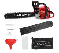 Calager 20 Inch Petrol Chainsaw,Petrol Chain Saw with Automatic Oiler,58CC 2-Stroke Gas Powered Chainsaw,Heavy Duty Gas Chainsaw,Handheld Gasoline Chainsaws for Wood Cutting (Red)