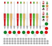 Calager Christmas Ballpoint Pen,Snow Santa Tree Charm Christmas Pen with Colorful Silicone Bead,DiY Plastic Beaded Pen for Festival Gift A