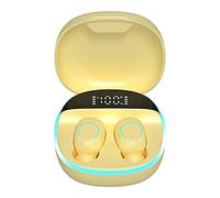 Calager Wireless Earbud Long Standby Time Automatic Pairing LED Digital Display -compatible5.2 Lossless Sports Earphone for Listening To Music Yellow