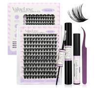 CALAILIS Eyelash Extensions, 144 Pieces, D Curl, DIY Individual Eyelashes, Mega Volume and Reusable Wispy Cluster Lashes, Super Thin Band and Soft Comfotable All Day (M02KIT)