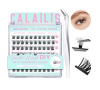 CALAILIS Selbstklebende Wimpern 60 Stück D Curl Druck auf Kein Kleber erforderlich Einzeln Wimpern Vorgeklebt Wiederverwendbares Kleberfreies Wimpern-Cluster-Set mit Pinzette für Anfänger (03,10-16)