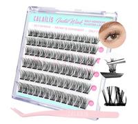CALAILIS Self-Adhesive Eyelashes, Eyelash Extensions Set with Tweezers, Self-Adhesive Eyelashes, Without Glue, 72 Pieces, D Curl Eyelashes, Self-Adhesive Press on Eyelashes, Pre Glue Eyelashes (ZBP08