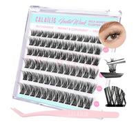 CALAILIS Self-Adhesive Eyelashes, Eyelash Extensions Set with Tweezers, Self-Adhesive Eyelashes, Without Glue, 72 Pieces, D Curl Eyelashes, Self-Adhesive Press on Eyelashes, Pre Glue Eyelashes (ZBP10