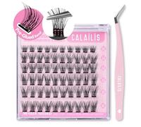 CALAILIS Self-Adhesive Eyelashes, Pack of 60, D Curl Print on No Glue Required, Individual Eyelashes, Pre-Glued, Reusable Glue-Free Eyelash Cluster Set with Tweezers for Beginners (03, 10-16)