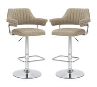 calais mink leather bar stools with chrome base in pair