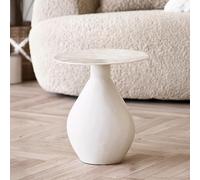 Calais Side Table - Round - Off White - Enamel and Metal
