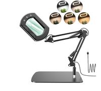 CALAMAANS Large Magnifying Glass with Light - 15X Magnifying, 5 Color Mode, Dimmable, Handfree, Large Lens for Seniors &Low Vision Read, Coins, Stamps, Map, Inspection