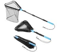 Calamus Triangle Fishing Net, Foldable, Lightweight & Strong Landing Net with Non-Slip Elastomer Handle, Built-in Elastic Lanyard and Belt Clip, Fishing Gear - Gift for Men