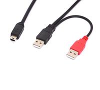 CALANDIS Mini B USB 2.0 Type A Male to Dual USB 2.0 A Male Y Splitter Cable for delivers extra power to external HDD Hard Disk Drives, DVD, CD, Blu-ray (80cm) (USB To Mini)