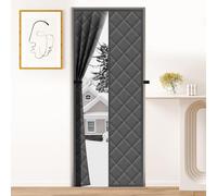 Calanofin Magnetic Thermal Insulated Door Curtain Fits Door Size 36" x 80", Strong Magnets Door Screen Insulation with Thicken Cotton Doorway Curtains Window Insulation Kit for Winter - Grey