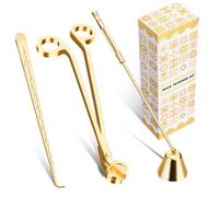 calary Candle Wick Trimmer, Candle Snuffer and Wick Dipper & Candle Accessory Set, 3 in 1 Candle Care Kit for Candle Lover (Gold)