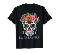 Calavera Halloween Souls Day Muertos Day Of Dead Sugar Bone T-Shirt