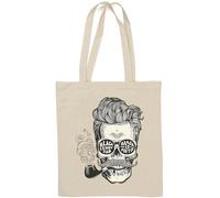 Calavera Smoking Pipe Skull Graphic Black Is Not Sad Black Is Poetic Natural Cotton Tote Bag White
