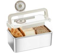 Calaytaly 5.8L Large Capacity Stainless Steel Bread Box for Kitchen Countertop, Airtight Food Storage Container with Handle & Time Recording, Bread Keeper for Homemade Toast Bagel Donut & Cookies